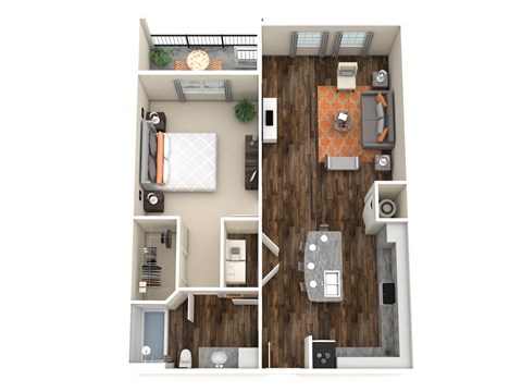 A2 Floorplan - one bed one bath